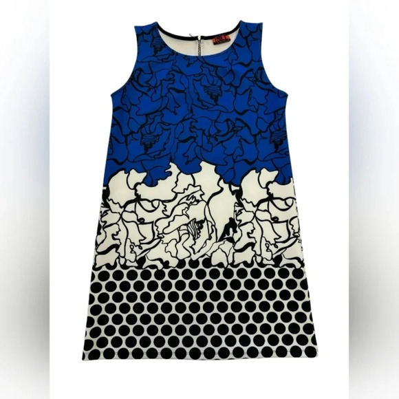 Isle EUC Sleeveless A-Line  Blue and Black Mini Dress Size Medium - Picture 4 of 10